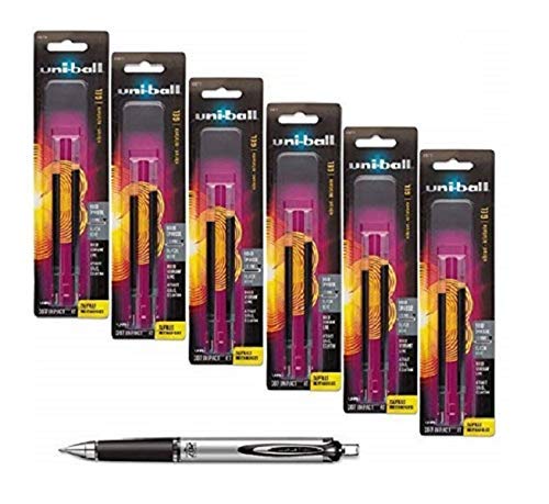 uni-ball signo impact 207 rt  recambios, tinta negra, punta en negrita de 1,0 mm, 6 paquetes de recambios 65873