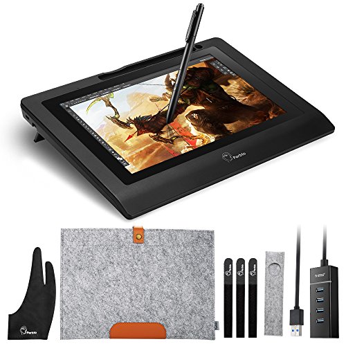 Parblo 10.1" Coast10 Graphics Drawing Tablet LCD Monitor with Cordless Battery-free Pen +Wool Liner Bag