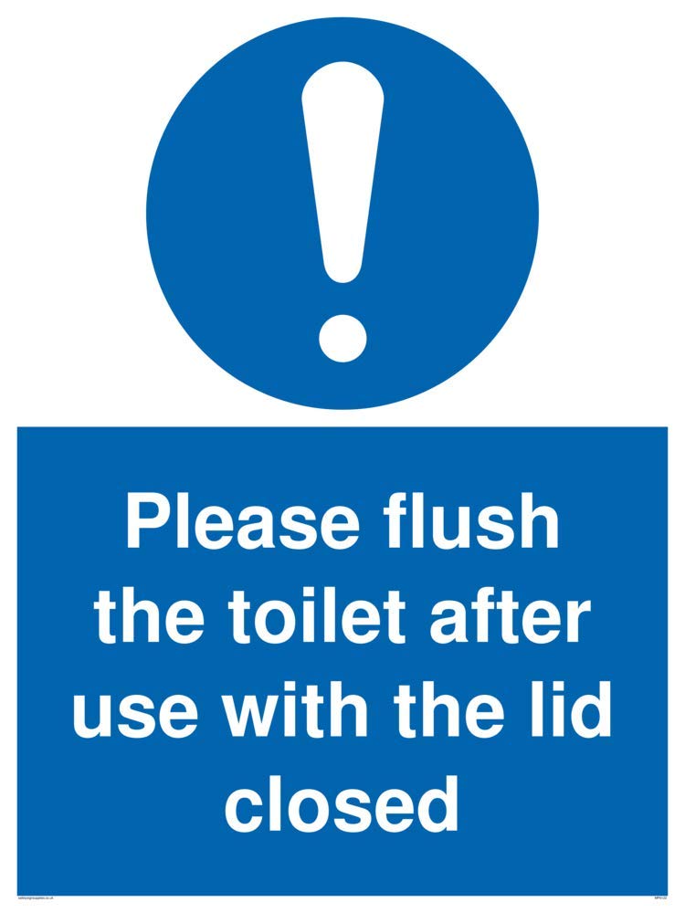 Please flush the toilet after use with the lid closed