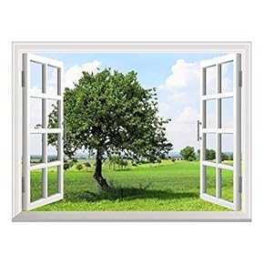 Removable Wall Sticker/Wall Mural - Spring on The Plains | Creative Window View Wall Decor - 24"x32"