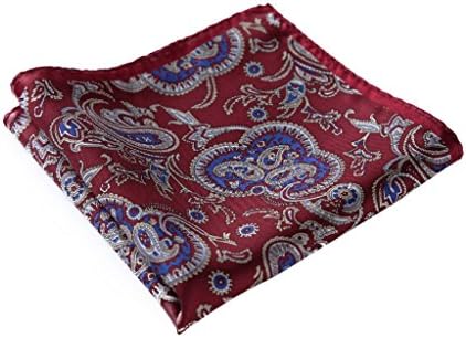 SetSense Men's Paisley Pocket Square Handkerchief Red / Blue