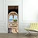 Fymural 3D Door Wallpaper Murals Wall Stickers-Portuguese Sea View for Home Decoration Self-Adhesive Vinyl Removable Retro Art Door Decals 30.3x78.7