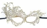Coolwife Women's Venetian Crochet Ball Lace Masquerade Mask Halloween Retro Fashion Mask (Swan Gold)