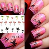 Born Pretty 1 Sheet Hawaii Coconut Tree Nail Art Water Decals flamingo design Transfers Stickers