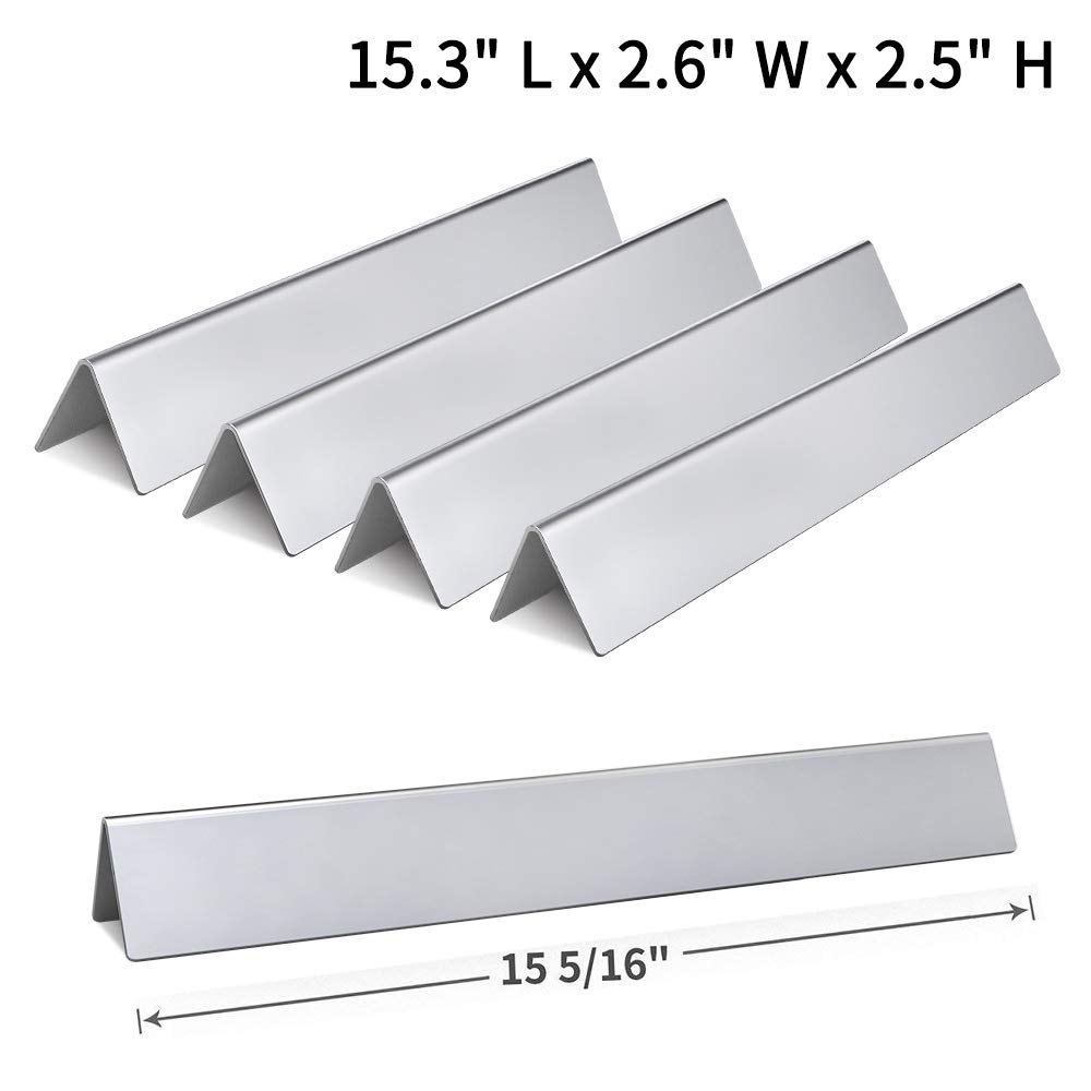 SHINESTAR 7636-15.3" Flavorizer Bar Replacement for Weber Spirit 300 Series E-310 E-320 E-330 S-310 S-320 S-330 with Front Control Knobs, Set of 5 15-5/16 inch Stainless Steel Flavor Bar (SS-WB006)