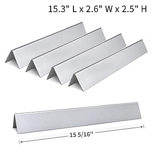 SHINESTAR 7636-15.3" Flavorizer Bar Replacement for Weber Spirit 300 Series E-310 E-320 E-330 S-310 S-320 S-330 with Front Control Knobs, Set of 5 15-5/16 inch Stainless Steel Flavor Bar (SS-WB006)