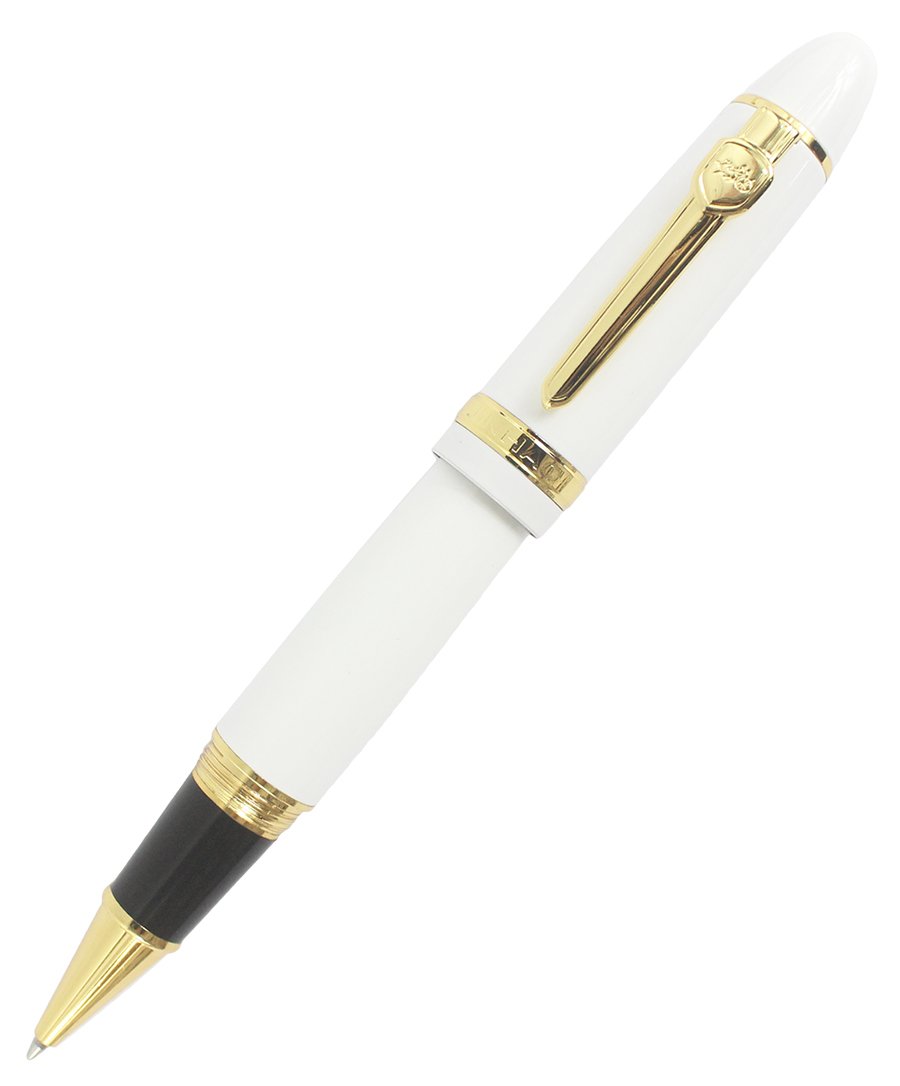 Gullor Heavy Big Rollerball Pen 159, Gold Trim, Black Ink(0.7mm), White