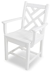 POLYWOOD CDD200WH Chippendale Dining Arm Chair, White