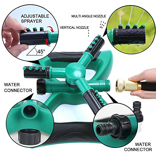 image for mixigoo Lawn Sprinkler Automatic Garden Water Sprinkler 360 Rotating A