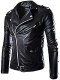 Neleus Men's Classic Leather Motorcycle Jacket