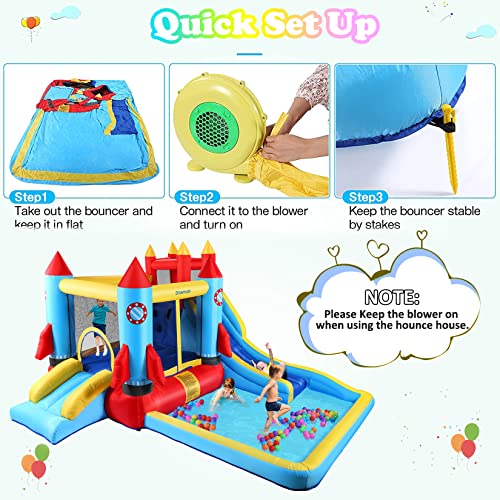 Inflatable Water Bounce House with Blower Kids Water Bouncy Castle with
