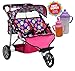 Exquisite Buggy, Twin Doll Jogger Stroller Diaper Bag a Carriage Bag 2 Free Magic Bottles Included (Fits Bitty Twins Dolls ) (Flower)