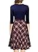 MISSMAY Women's Vintage Retro Plaid Patchwork A-line Cocktail Party Dress Navy Blue