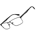 OCCI CHIARI Mens Rectangle Full-Rim Metal Black Non-prescription Clear Optical Glasses