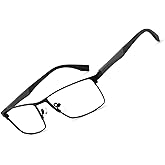 OCCI CHIARI Mens Rectangle Full-Rim Metal Black Non-prescription Clear Optical Glasses