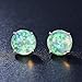 JunXin Three Color Round Cut Opal Stud Earring 7.5MM (Green)