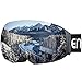 ENKEEO Ski Goggles Detachable Dual Layer Anti-Fog Lens 100% UV400 Protection, Bendable Frame, Anti-Slip Strap with Comfort, Wind Resistant 3 Layers Foam for Adult Snowboarding Skating, Magnet Mercury