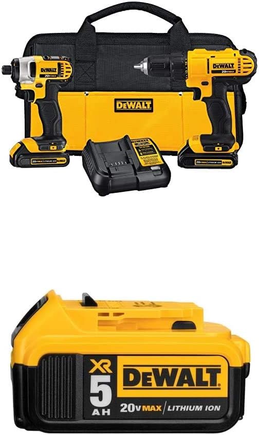 DEWALT 20V MAX Cordless Drill Combo Kit, 2-Tool (DCK240C2) - - 