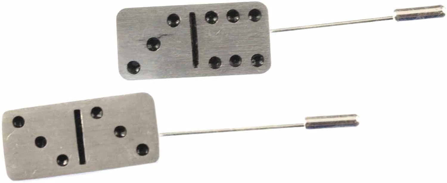 Domino Tie Clips Miniblings Pin Badge Button Game Games Silver, multicolored, 30mm - Image 3