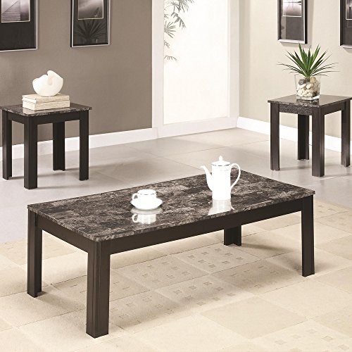 3-Pc Rectangular Occasional Table Set in Black Finish