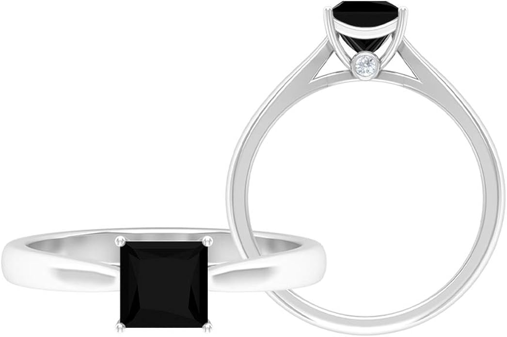 1.25 CT Princess Cut Lab Created Black Diamond Solitaire Ring (Heirloom