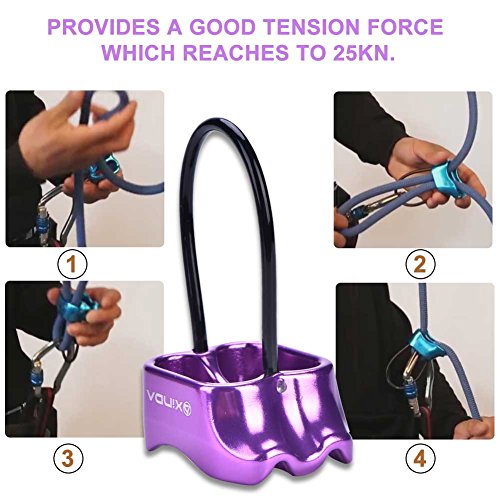 Professional Rock Climbing Rappel ATC Belay, Rappelling Protection Descender Device, Fall Arrest Protection Movable Self-locking Rope Grip for Outdoor Climbing and Rescue, Strong Safe Durable(Purple) - Thumbnail 4