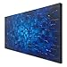 MyArton Textured Abstract Squares Canvas Wall Art Hand Painted Modern Dark Blue Oil Painting for Decoration Ready to Hang 48x24inch