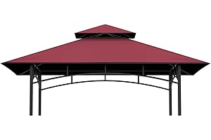 COVBOARD Grill Gazebo Replacement Top, 5 * 8 Outdoor BBQ Top Cover, Double Layer BBQ Gazebo Top Canopy for Model #L-GG001PST-F(Burgundy)