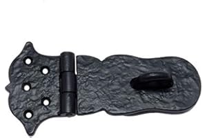 Adonai Hardware "Paran Heavy Duty Antique Cast Iron Safety Locking Hasp and Staple (6" x 1 Pack, Matte Black) for Vintage Pirates Treasure Chest, Trunk, Wooden Jewelry Box, Cases, Furniture and Sheds
