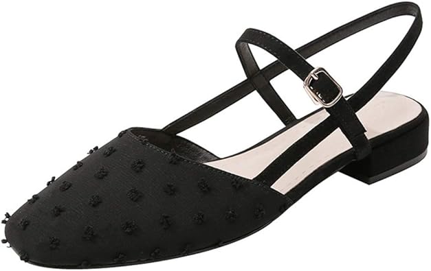 Amazon パンプス 黒 サンダル ストラップ付 太ヒール ローヒールお洒落 フォーマル パンプス 立ち仕事 スーツ レディース靴 パンプス やさしい 歩きやすい 散歩 旅行 スクエアトゥ 痛くない 柔らかい 厚底 防滑夏幅広 パンプス