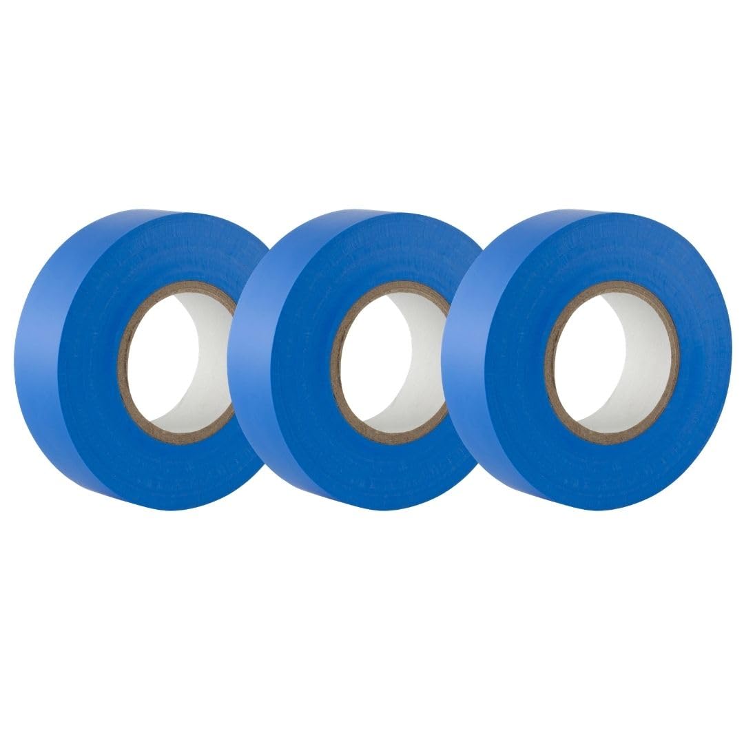 GTSE Blue Electrical Tape, 19mm x 20m, Strong Self-Adhesive PVC Insulation Tape for Insulating, Repairing and Protecting Electrical Wires, 3 Rolls