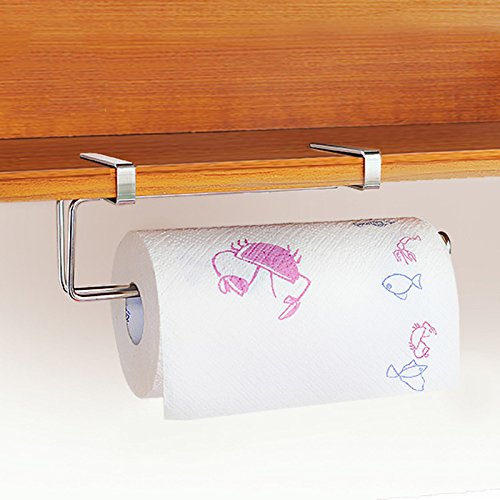 Uarter Kitchen Paper Roll Holder – Stainless Steel Roll Under Shelf Toilet Paper Towel Holder With 3M Tapes, Silver