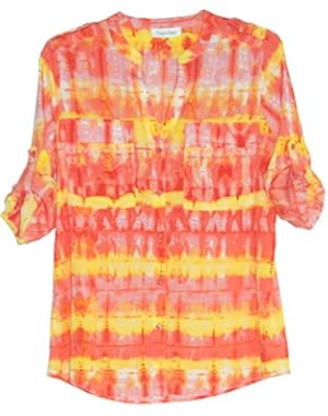Calvin Klein Collection Roll Sleeve Tie-Dye Blouse Multicolored