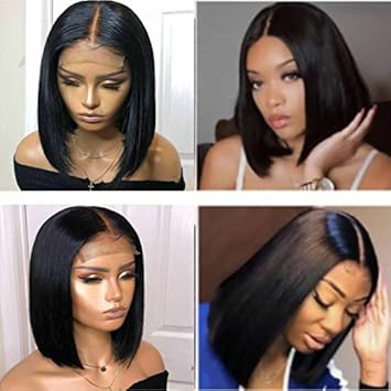 Amazon Com Elesty Short Straight Bob Lace Front Wigs Heat