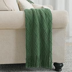 BOURINA Green Throw Blanket Textured Solid Soft