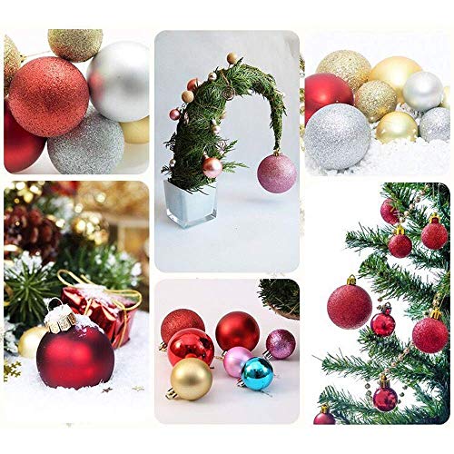 TangTanger Christmas Ball Assorted Pendant Shatterproof Ball Ornament Set Seasonal Holiday Wedding Party Decorations(24 pcs, 3 cm) (Red)