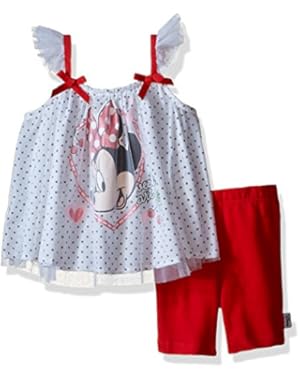 Baby Girls' Minnie Mouse Bike Short Set with Flutter Sleeves