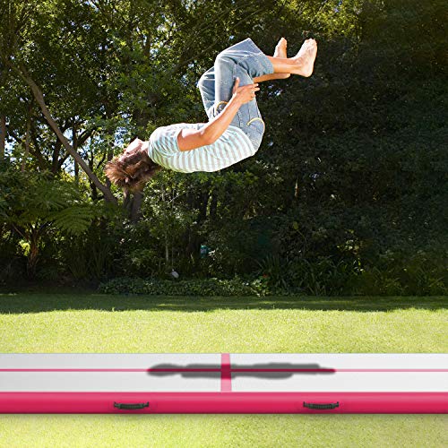 EZ GLAM Inflatable Gymnastics Tumbling Air Track Tumbling Mat Air Track Gymnastic Air Floor Mat Track Cheerleading for Home Use/Cheerleading/Beach/Park and Water (10ftx3.3ftx4in(3x1x0.1m), Pink-E) - Thumbnail 5