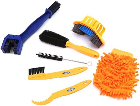 Vinqliq 7 Pieces Precision Bike Bicycle Cleaning Brush Tool Kit Set &Chain Cleaning Brush Compact Multipurpose Practical for Mountain, Road, City, Hybrid,BMX Bike and Folding Bike