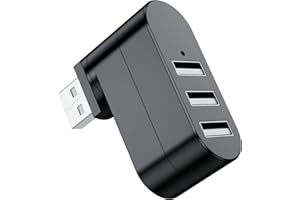 USB Port Splitter, BERLAT 3 Port USB 2.0 Expander Splitter [90°/180° Degree Rotatable] for Laptop, Xbox, Wii, PS3, PC, MAC, Mac Book, Tablet, Tab, Console, Printer, Camera - Black