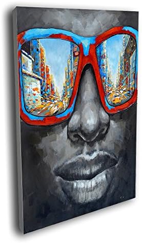 Crescent Art Black Art African American Painting on Canvas Print Black Man Wall Art (40 x 40 inch, Framed)