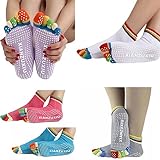 New Anti-slip Dot Organic Antimicrobial Wearable Cotton Colorful Toe Yoga Socks