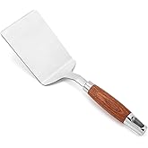 Stainless Steel Spatula Turner, Vayvnt Heavy Duty Metal Griddle Spatula for Cast Iron, Kitchen Flipper for Turning Serving, Beveled Edge & Wooden Handle, Great for Egg, Pancake, Fish, Cake, Burger