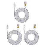 Qable Powerz 6ft Durable Hi-Speed Braided Flat Noodle Lightning USB Sync Cable(3-Pack)White