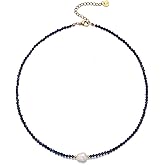 Crystal Beaded Necklace for Women Gemstone Necklace with Single Freshwater Pearl Colorful Beaded Necklaces for Women Trendy Natural Stone Choker