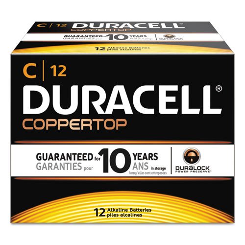 Duracell 140012 Coppertop Alkaline Batteries With Duralock Power Preserve Technology, C, 12/box