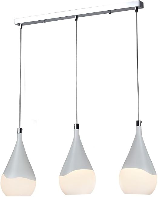 Modern Pendant Ceiling Light Adjustable Height Long Cord Nickel Metal Frame White Matt Glass Ans Metal Lamp Shades Unusual Hi Tech Design Nordic Industrial For 3 Bulbs E14 60w Not Incl Amazon Co Uk Lighting