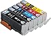 Skia Pixma MG5720, MG6820, MG6821, TS5020, TS6020 Compatible Ink Cartridges. 1 Pigment Black, 1 Black, 1 Cyan, 1 Magenta, 1 Yellow. (5 Pack)