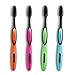 (4 Pack) Charcoal Whitening Toothbrush, Ultra Slim Head, Gentle Soft Black Binchotan Tooth Brush Medium Tip - Infused Bamboo Bristles Remove Plaque Stains, Whitens Teeth - Great w/ Charcoal Toothpaste
