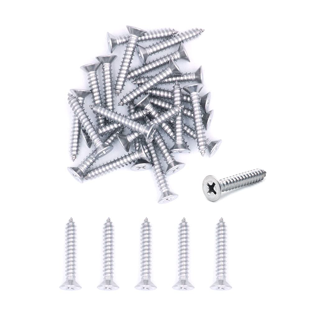 300X NUZAMAS 12G*38 304 Stainless Steel Self-Tapping Screws Cross Flat Countersunk Head Screw Miniature Screw Wood Screw Self-Tapping Screws and Wood Screw(ST5.5 * 38)